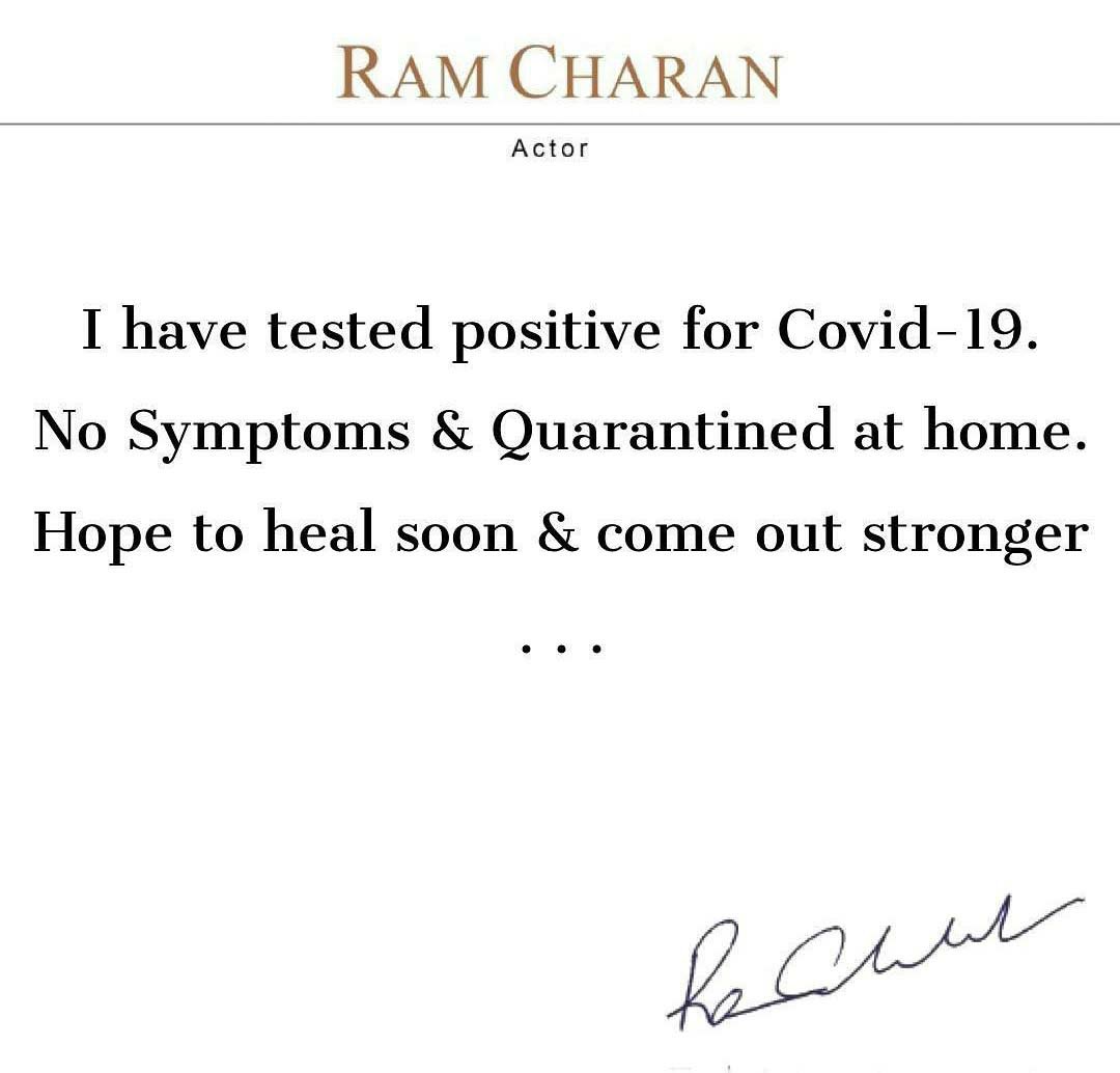 Ram charan got infected with Corona 